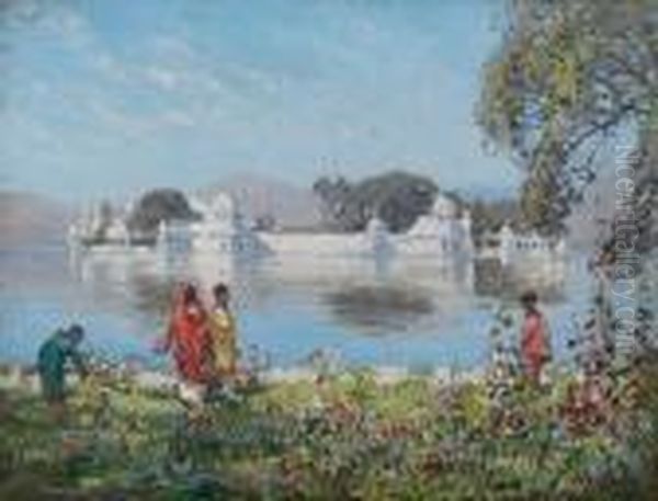 Lake Palace, Udaipur, India Oil Painting by Robert Gwelo Goodman