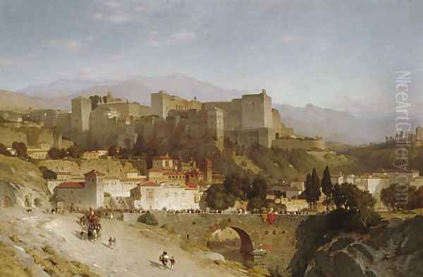 The Hill of the Alhambra, Granada Oil Painting by Samuel Colman