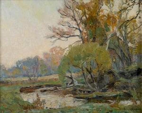 Stream Through A Summer Landscape Oil Painting by Philip Russell Goodwin