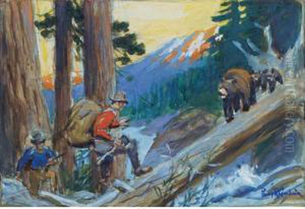 Bear Hunters Oil Painting by Philip Russell Goodwin