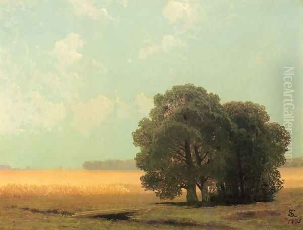 Hayfield, Newport, Rhode Island Oil Painting by Samuel Colman