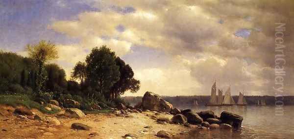 View on the Hudson Oil Painting by Samuel Colman