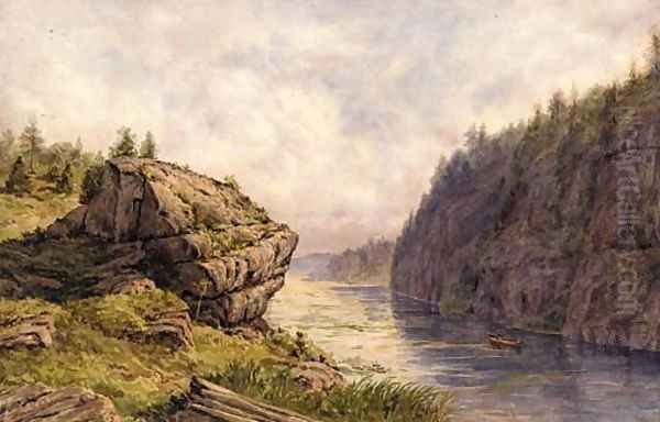 Floating the River Oil Painting by Samuel Colman