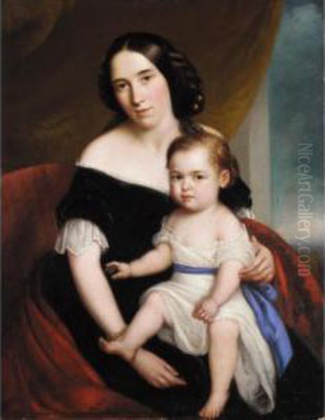 Portrait Of Mrs John Orred With Her Eldest Child Stanley Oil Painting by Sir John Watson Gordon