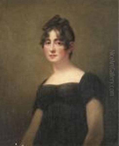 Portrait Of A Lady, Said To Be 
Mrs. Hamilton Dundas,three-quarter-length, In A Black Dress Oil Painting by Sir John Watson Gordon