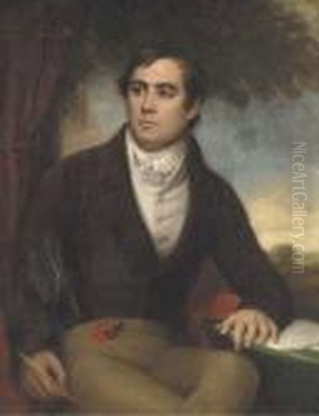 Portrait Of A Gentleman, Seated Three-quarter Length At A Writingtable Oil Painting by Sir John Watson Gordon