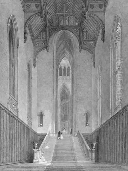 The Great Western Hall leading to the Grand Saloon or Octagon, Fonthill Abbey, 1823 Oil Painting by George Cattermole