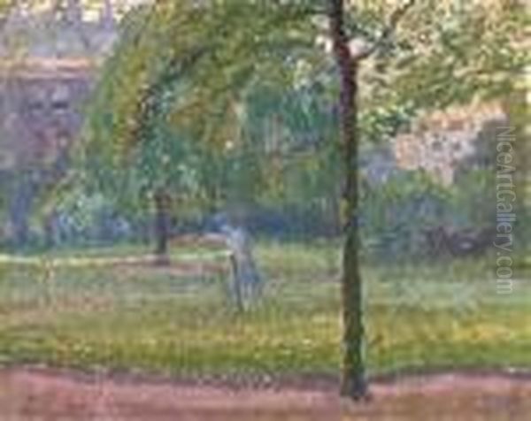 Tennis In Mornington Crescent Gardens Oil Painting by Spencer Frederick Gore