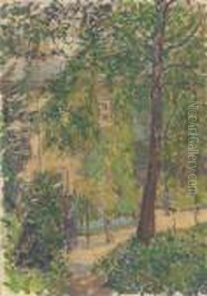 House Behind Trees Oil Painting by Spencer Frederick Gore