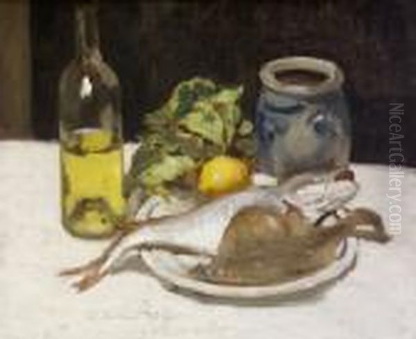 Still Life With Fish On A Plate Oil Painting by William Crampton Gore