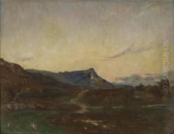 Co. Wicklow Landscape At Dusk Oil Painting by William Crampton Gore