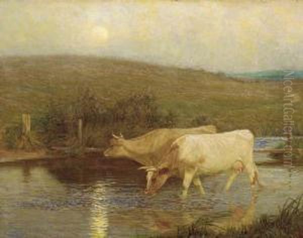 Cattle Watering Oil Painting by William Henry Gore