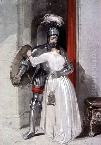 Lady and Knight Oil Painting by George Cattermole