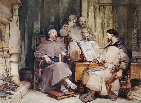 The Four Monks Oil Painting by George Cattermole