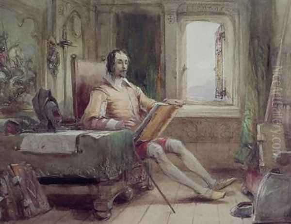 Don Quixote in his Study Oil Painting by George Cattermole