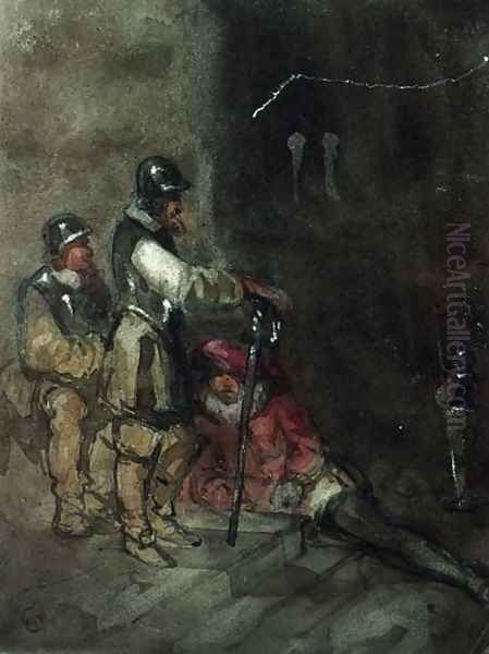 Unidentified Historical Subject, with Soldiers Oil Painting by George Cattermole