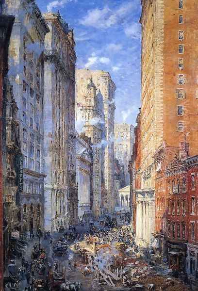 Broad Street Canyon, New York Oil Painting by Colin Campbell Cooper