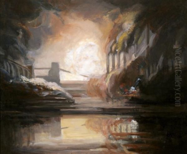 Pittsburgh Steel Mill Oil Painting by Aaron Harry Gorson