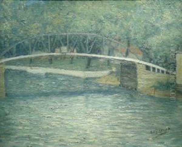 Bridge Over Canal Oil Painting by Aaron Harry Gorson