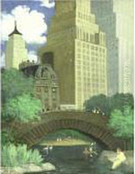 Central Park Oil Painting by Aaron Harry Gorson