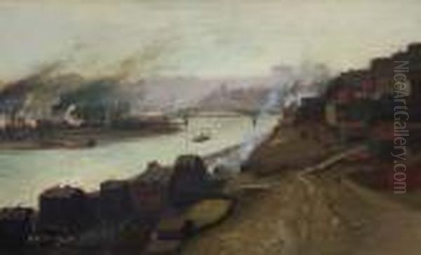 Monongahela River, Pittsburgh Oil Painting by Aaron Harry Gorson