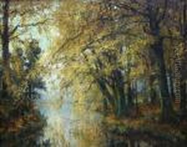 Bosgezicht - Sous-bois. Oil Painting by Pieter Gorus