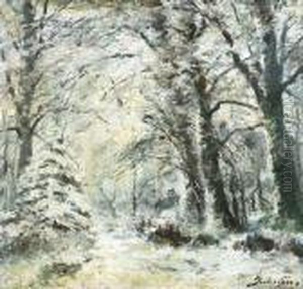 Sneeuw In Het Bos Oil Painting by Pieter Gorus