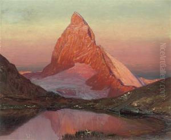 The Matterhorn At Dusk Oil Painting by Albert H. Gos