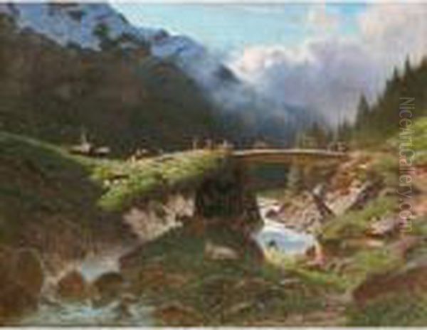 Val D'anniviers Oil Painting by Albert H. Gos