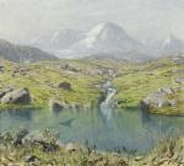 Gebirgssee In Den Alpen. Oil Painting by Albert H. Gos