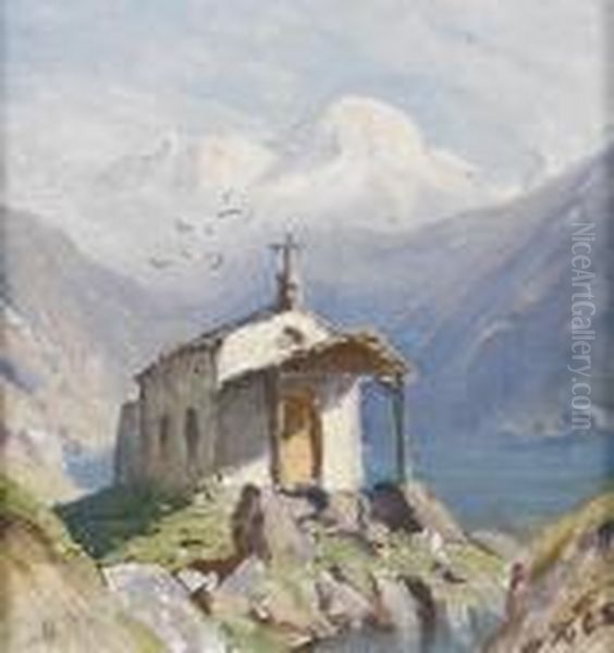 Kapelle Maria Zum Schnee Am Schwarzsee Oberhalb Zermatt. Oil Painting by Albert H. Gos