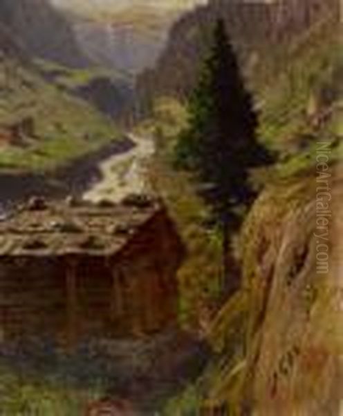 Alpenlandschaft Oil Painting by Albert H. Gos