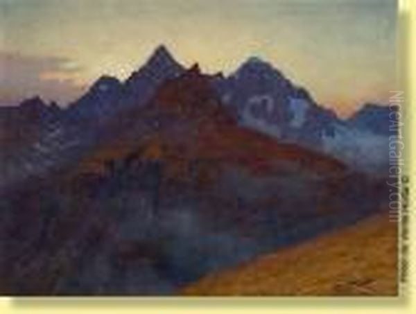 Le Obergabelhorn, Vallee De Zermatt Oil Painting by Albert H. Gos