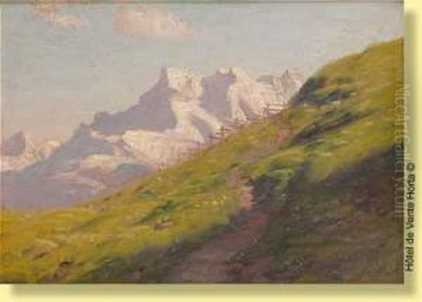 Les Dents Du Midi Oil Painting by Albert H. Gos