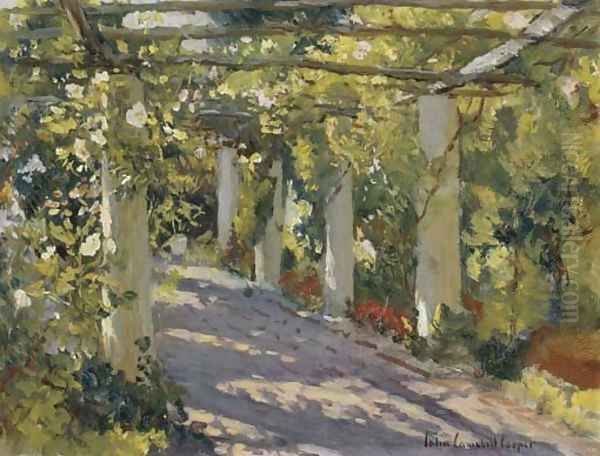 Sun Dappled Garden with Trellis Oil Painting by Colin Campbell Cooper