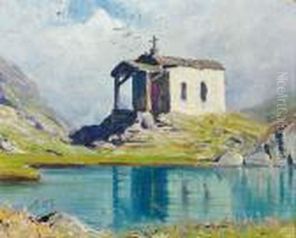 Kapelle Am Bergsee. Oil Painting by Albert H. Gos