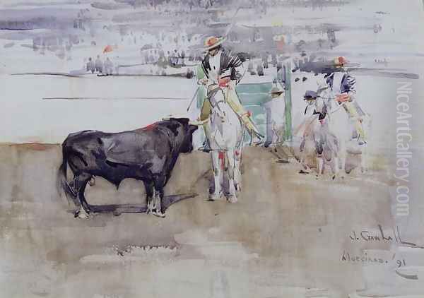 The Bull Ring, Algeciras 1891 Oil Painting by Joseph Crawhall