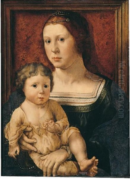 Madonna Col Bambino
 Olio Su Tavola, Cm. 43x32,2 Oil Painting by Jan Mabuse