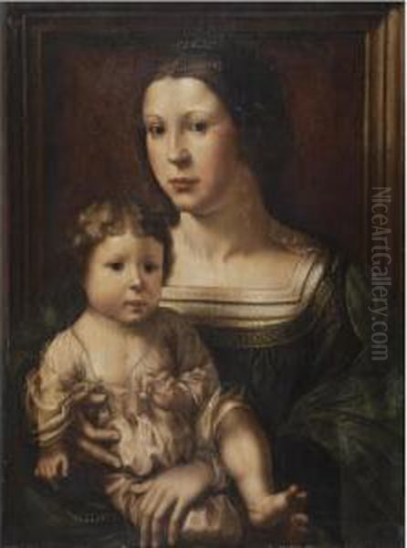 The Virgin And Child, Said To Be
 A Double Portrait Of Anna Van Bergen, Marquise De Veere, And Her Son Oil Painting by Jan Mabuse