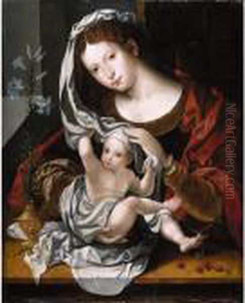 Virgin And Child Oil Painting by Jan Mabuse