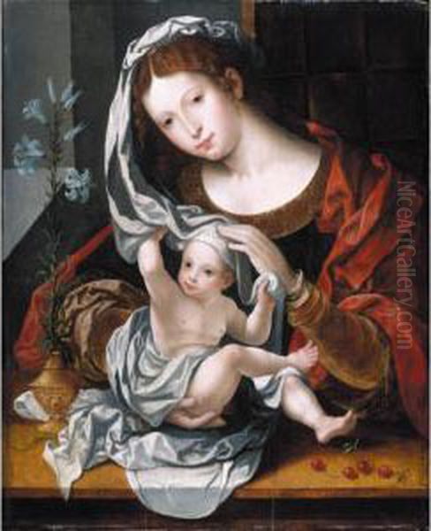 Virgin And Child Oil Painting by Jan Mabuse