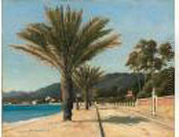 Cannes Oil Painting by Albert Ferdinand J. Gosselin