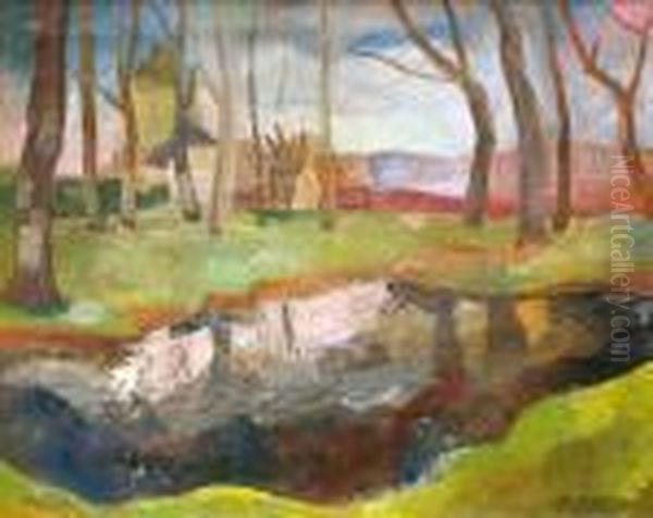 Paysage Au Bord De Riviere Oil Painting by Jacques Gotko