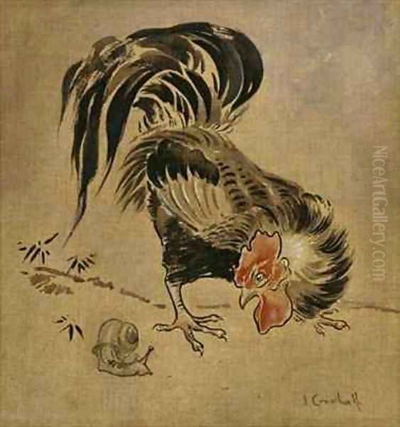 Spanish Cock and Snail Oil Painting by Joseph Crawhall