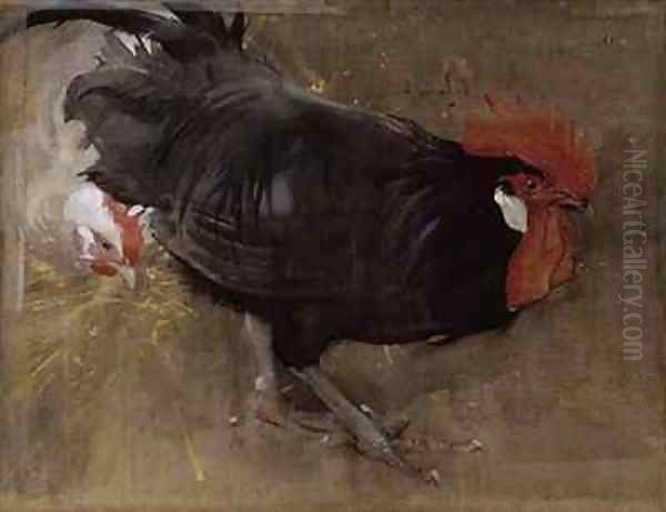 The Black Cock Oil Painting by Joseph Crawhall