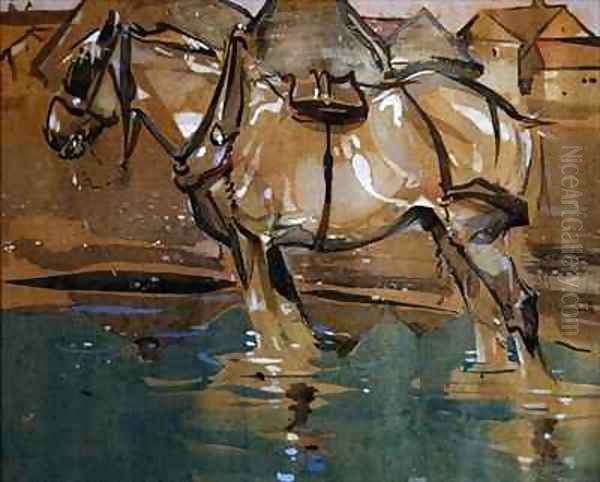 The Drinking Pool Oil Painting by Joseph Crawhall