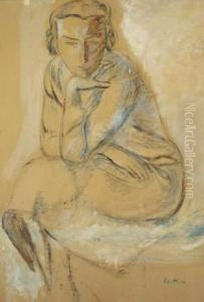 Seated Girl Oil Painting by Leopold Gottlieb