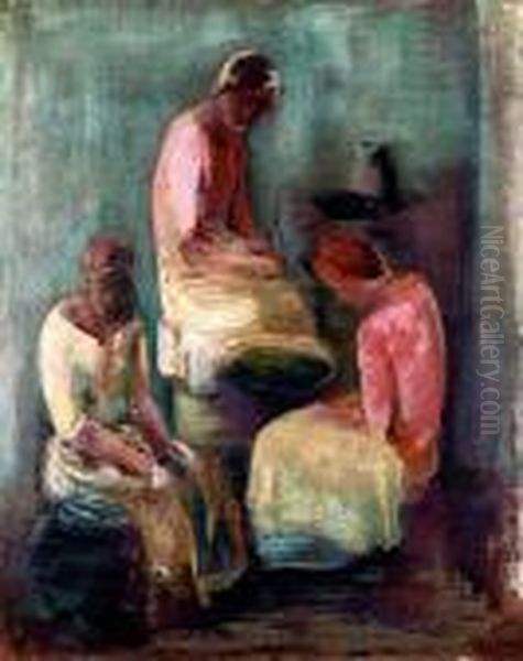 Trzy Kobiety Oil Painting by Leopold Gottlieb