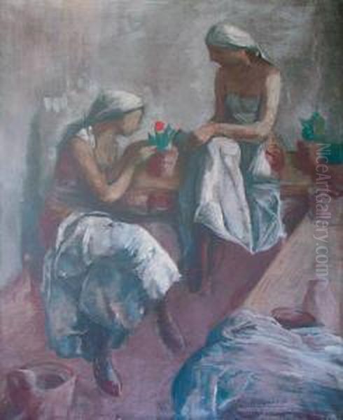 Ogrodniczki Oil Painting by Leopold Gottlieb