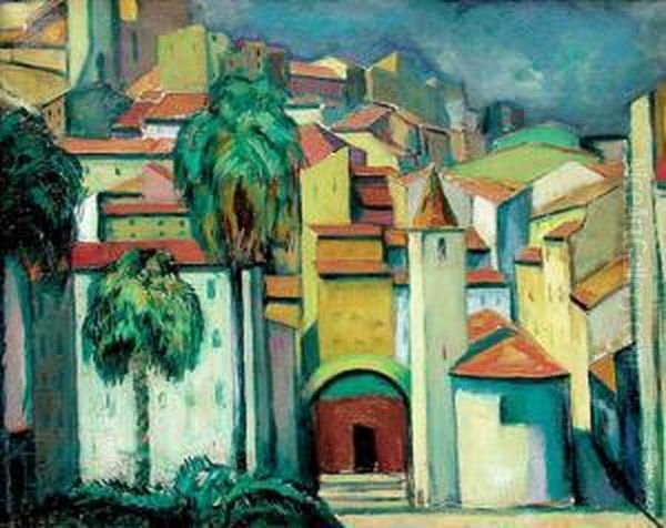 Pejzaz Z Cagnes Oil Painting by Leopold Gottlieb